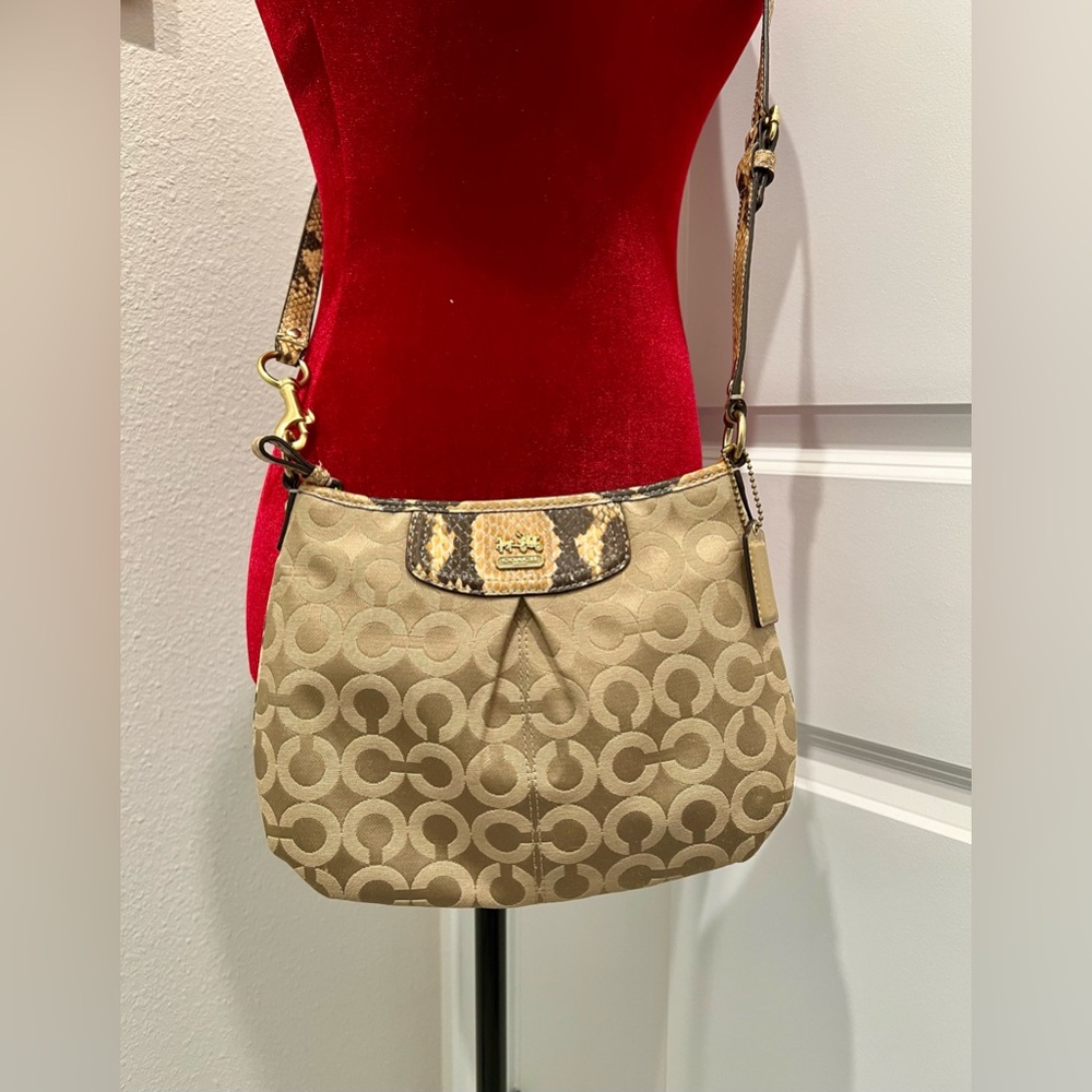 Coach Signature With Python-Embossed Leather Trim… - image 1